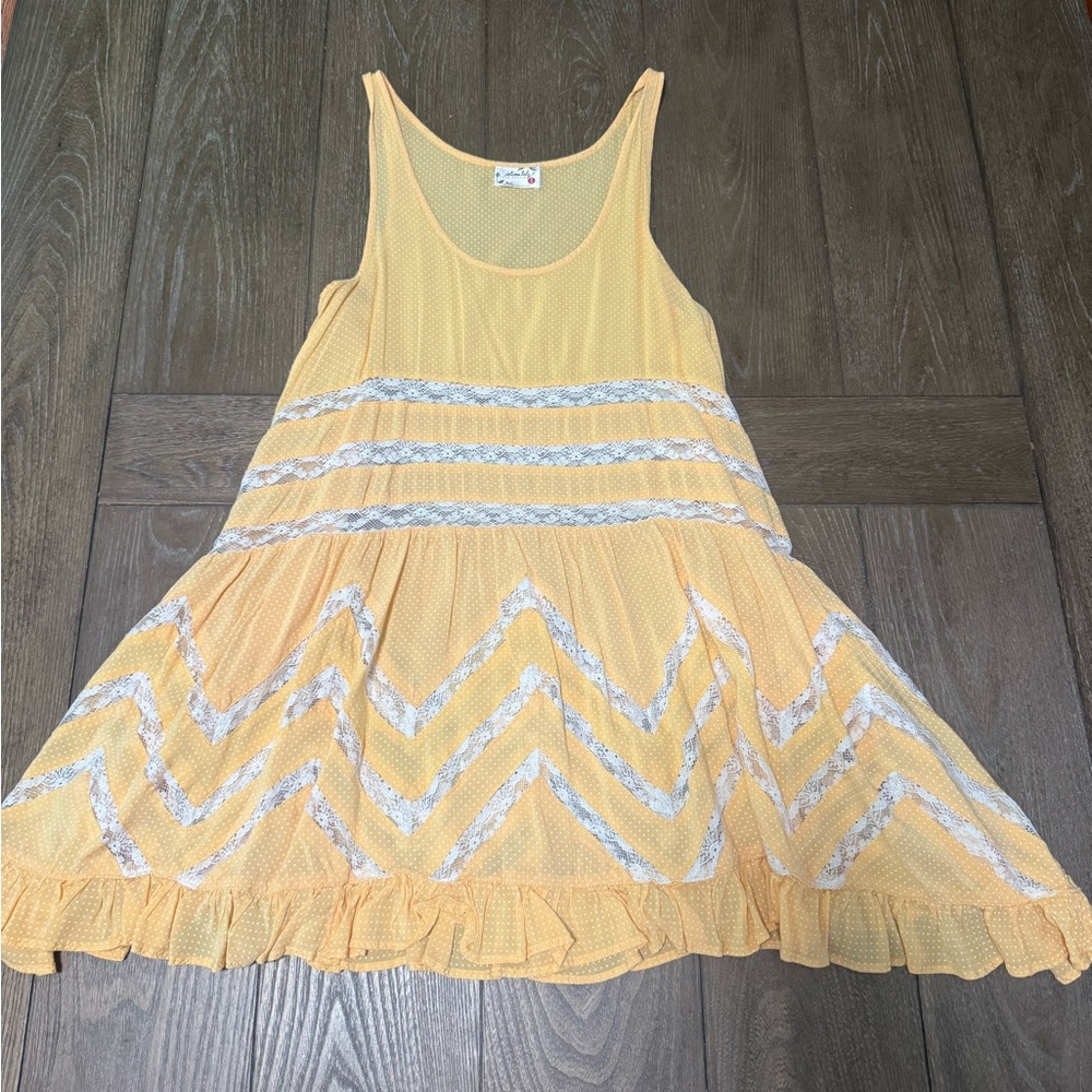 Free People Yellow and White Chemise